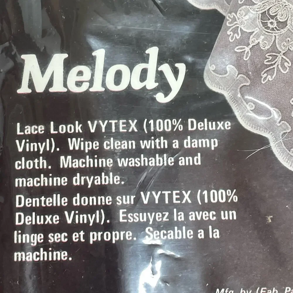 Vintage Vytex Tablecloth 60”x90” Oval Beige Vinyl Lace Melody New Granny Core